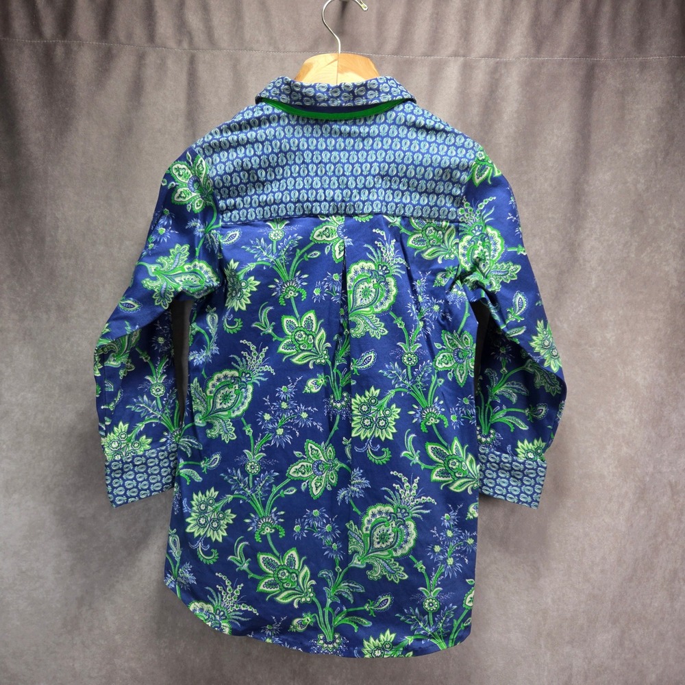 Gretchen Scott Womens Blue Green Paisley Floral Cotton Stretch Tunic Blouse M - Picture 4 of 7